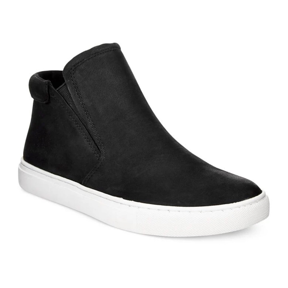 Kenneth Cole Kalvin High Top Slip On Sneaker Leather Shoetie 9.5 Black